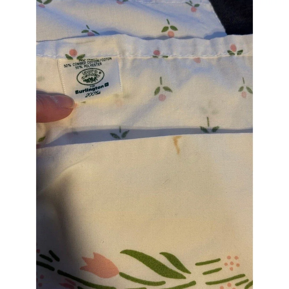 Laura Ashley vintage Y2K floral twin flat sheet tulips USA made cottagecore